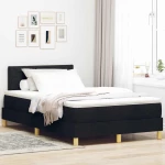 vidaXL Κρεβάτι Box Spring με Στρώμα & LED Μαύρο 120x200 εκ Υφασμάτινο