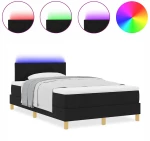 vidaXL Κρεβάτι Box Spring με Στρώμα & LED Μαύρο 120x200 εκ Υφασμάτινο