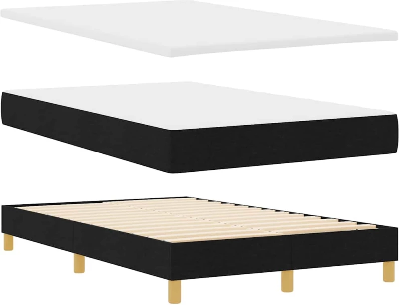 vidaXL Κρεβάτι Box Spring με Στρώμα & LED Μαύρο 120x200 εκ Υφασμάτινο