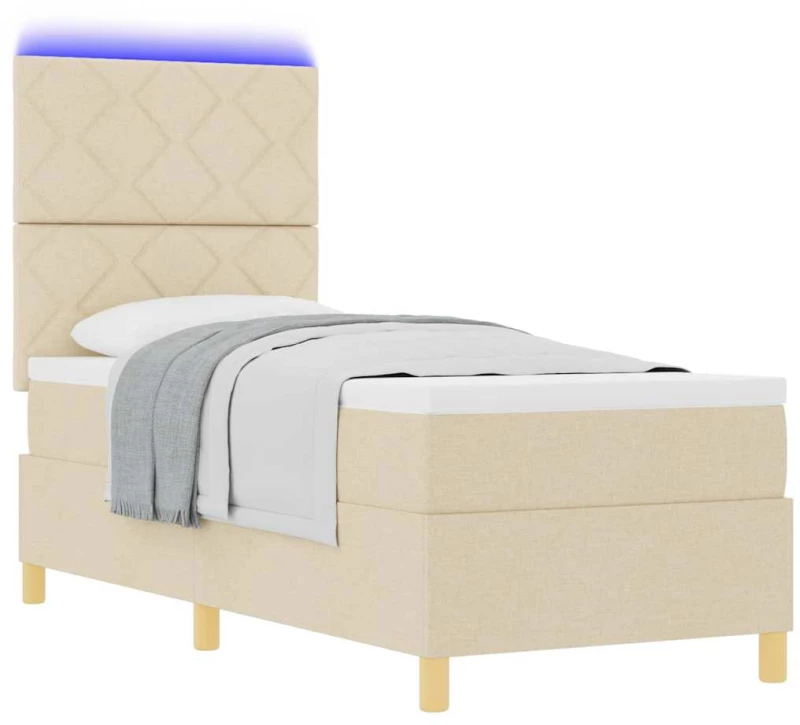 vidaXL Κρεβάτι με Στρώμα & LED Κρεμ 80x200 εκ. Ύφασμα