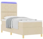 vidaXL Κρεβάτι με Στρώμα & LED Κρεμ 80x200 εκ. Ύφασμα