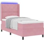 vidaXL Κρεβάτι με Στρώμα και LED Ροζ 90x190 εκ Βελούδο