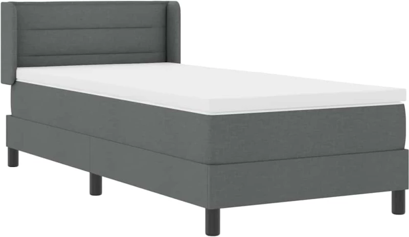 vidaXL Κρεβάτι Box Spring με Στρώμα - Σκούρο Γκρι, 80 x 200 cm, Ύφασμα.