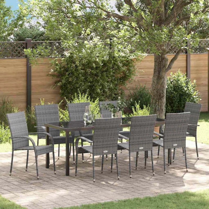 vidaXL Σετ Εξωτερικής Τραπεζαρίας 5 Τεμαχίων – Γκρι Πολυ Ράτα