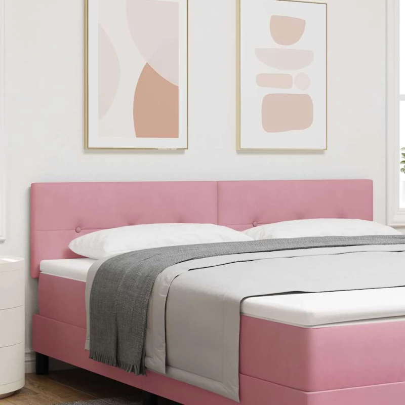 vidaXL LED Κεφαλάρι Με Κουμπιά Ροζ 90 εκ Βελούδο