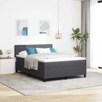 VidaXL Κρεβάτι Box Spring με Στρώμα & LED Σκούρο Γκρι 140x200 εκ. Ύφασμα Κορντούρας
