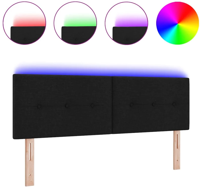 vidaXL Κεφαλάρι LED με Κουμπιά Μαύρο 80 cm - Υφασμάτινο