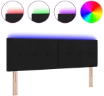 vidaXL Κεφαλάρι LED με Κουμπιά Μαύρο 80 cm - Υφασμάτινο
