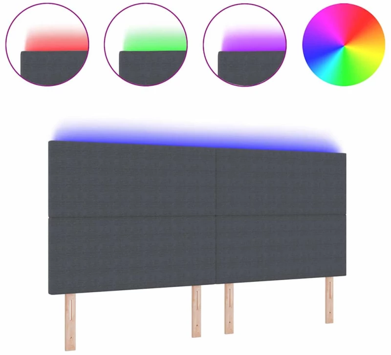 vidaXL LED Κεφαλάρι Σκούρο Γκρι 100 εκ Κορντούρα