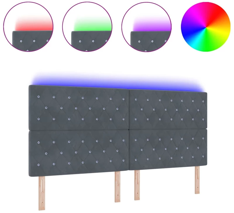 vidaXL LED Κεφαλάρι Κρεβατιού Σκούρο Γκρι, 100εκ. Βελούδο