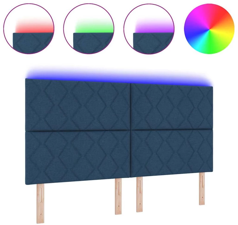vidaXL LED Κεφαλάρι Σχεδίαση Διαμαντιών Μπλέ 180 cm Ύφασμα