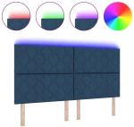 vidaXL LED Κεφαλάρι Σχεδίαση Διαμαντιών Μπλέ 180 cm Ύφασμα