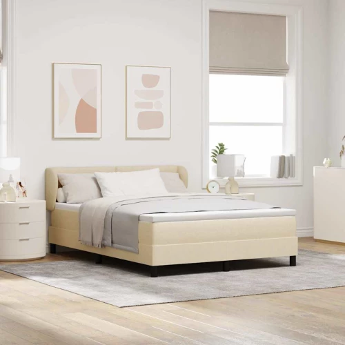 vidaXL Κρεβάτι Box Spring με Στρώμα Κρεμ 140x190 εκ. Υφασμάτινο