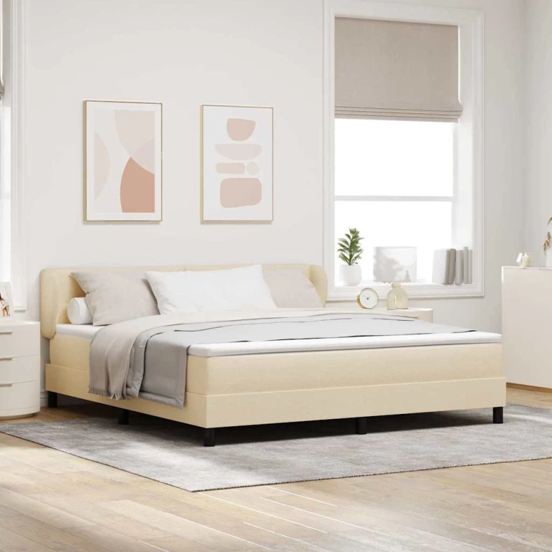 Κρεβάτι Box Spring με στρώμα vidaXL Κρεμ 180x200 εκ. Υφασμάτινο