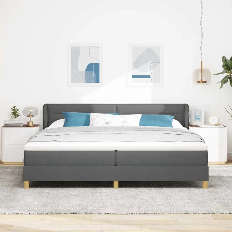 vidaXL Κρεβάτι με Στρώμα Σκούρο Γκρι 200x200 εκ. Ύφασμα