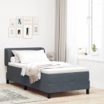 Κρεβάτι Box Spring με στρώμα vidaXL σκούρο γκρι 80x200 εκ. βελούδο