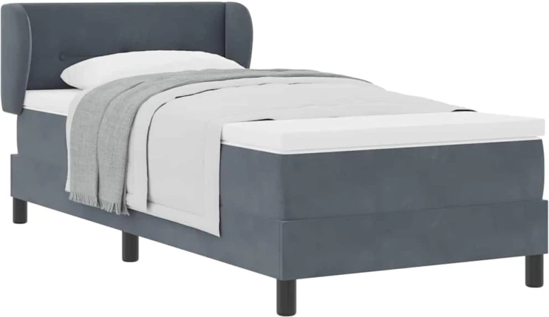 Κρεβάτι Box Spring με στρώμα vidaXL σκούρο γκρι 80x200 εκ. βελούδο