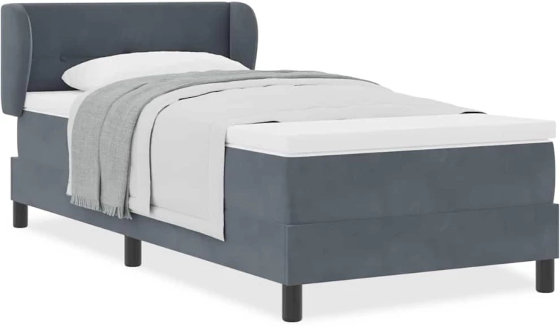 Κρεβάτι Box Spring με στρώμα vidaXL σκούρο γκρι 80x200 εκ. βελούδο
