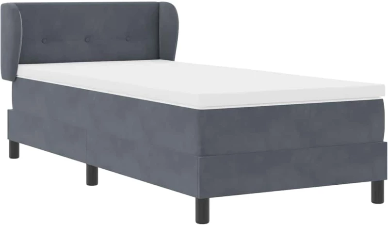 Κρεβάτι Box Spring με στρώμα vidaXL σκούρο γκρι 80x200 εκ. βελούδο
