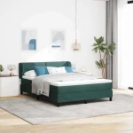 Κρεβάτι Box Spring με Στρώμα vidaXL Σκούρο Πράσινο 140x200 εκ Βελούδο