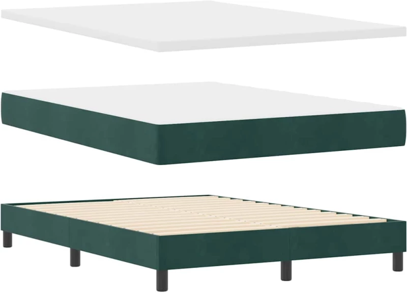 Κρεβάτι Box Spring με Στρώμα vidaXL Σκούρο Πράσινο 140x200 εκ Βελούδο