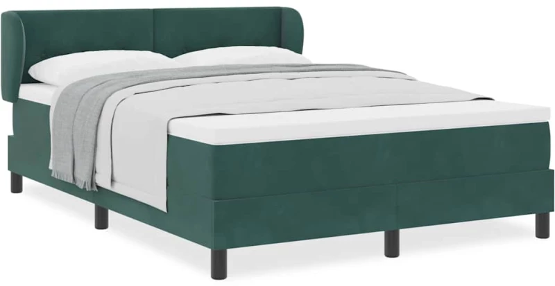 Κρεβάτι Box Spring με Στρώμα vidaXL Σκούρο Πράσινο 140x200 εκ Βελούδο
