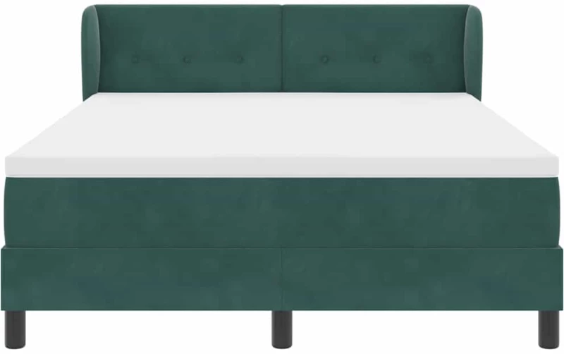 Κρεβάτι Box Spring με Στρώμα vidaXL Σκούρο Πράσινο 140x200 εκ Βελούδο