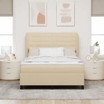 κρεβάτι Box Spring με στρώμα vidaXL Κρεμ 140x200 εκ Υφασμάτινο