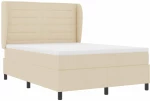 κρεβάτι Box Spring με στρώμα vidaXL Κρεμ 140x200 εκ Υφασμάτινο