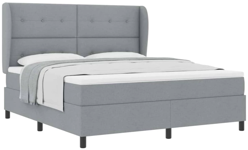 Κρεβάτι Box Spring με Ματράκι σε Ανοιχτό Γκρι, 180x200 εκ., Ύφασμα
