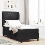 vidaXL Κρεβάτι με ελατήρια και στρώμα, Μαύρο, 100 x 200 cm, Βελούδο