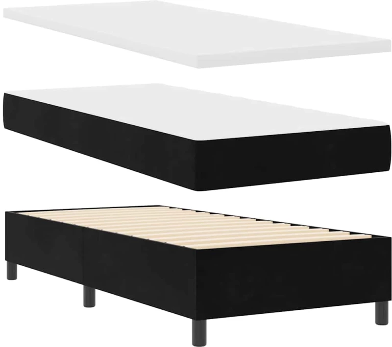 vidaXL Κρεβάτι με ελατήρια και στρώμα Μαύρο 100x200 cm Βελούδο
