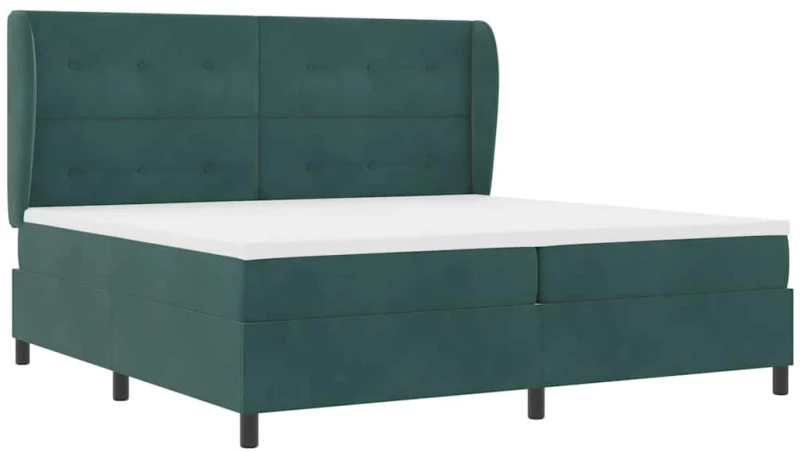 vidaXL Κρεβάτι Box Spring με Στρώμα Σκούρο Πράσινο 200x200 εκ Βελούδο