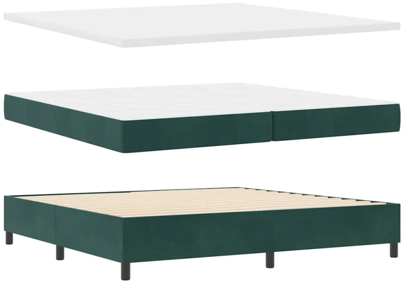 vidaXL Κρεβάτι Box Spring με Στρώμα Σκούρο Πράσινο 200x200 εκ Βελούδο