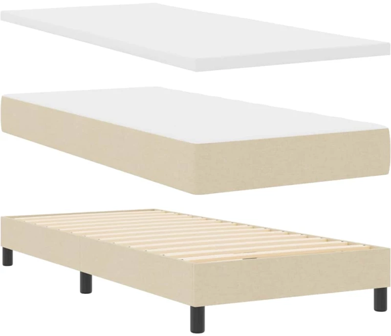 vidaXL Κρεβάτι Box Spring με στρώμα, σε κρεμ χρώμα, διαστάσεις 100 x 200 cm.