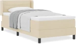 vidaXL Κρεβάτι Box Spring με στρώμα, σε κρεμ χρώμα, διαστάσεις 100 x 200 cm.