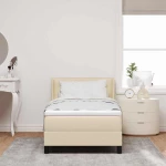 vidaXL Κρεβάτι Box Spring με στρώμα, σε κρεμ χρώμα, διαστάσεις 100 x 200 cm.