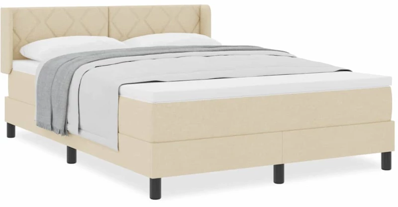vidaXL Κρεβάτι Box Spring με Στρώμα στην Κρέμ, 160 x 200 cm - Υφασμάτινο.