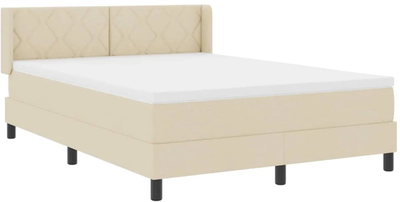 vidaXL Κρεβάτι Box Spring με Στρώμα στην Κρέμ, 160 x 200 cm - Υφασμάτινο.