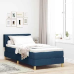 vidaXL Κρεβάτι με ελατήριο και στρώμα σε μπλε, 90 x 200 εκ., Υφασμα.