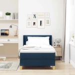 vidaXL Κρεβάτι με ελατήριο και στρώμα σε μπλε, 90 x 200 εκ., Υφασμα.