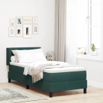 vidaXL Κρεβάτι Box Spring με Στρώμα Σκούρο Πράσινο 80x200 εκ. Βελούδο