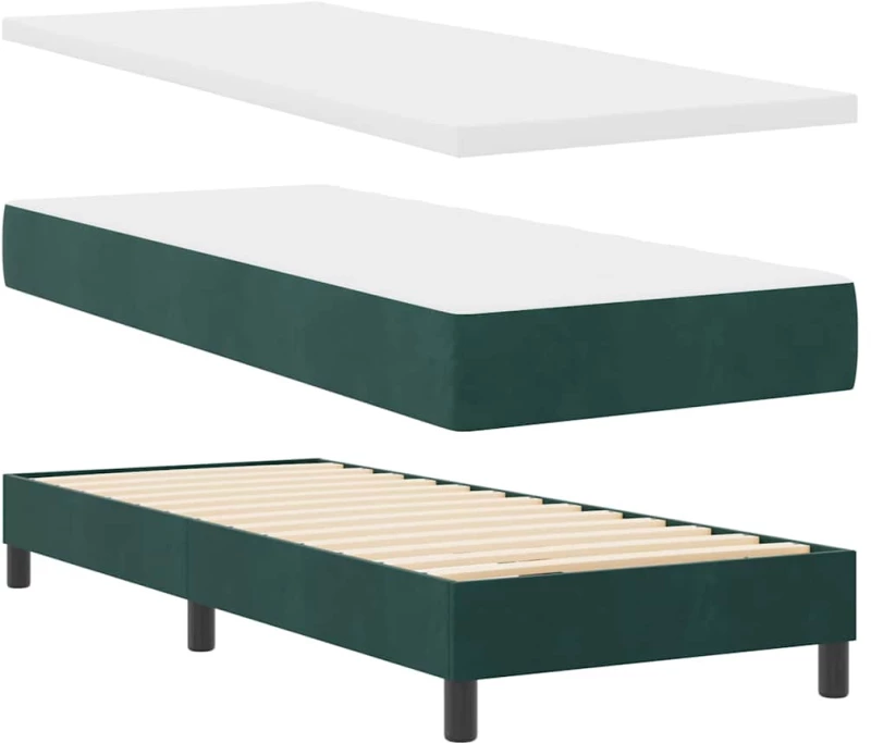 vidaXL Κρεβάτι Box Spring με Στρώμα Σκούρο Πράσινο 80x200 εκ. Βελούδο
