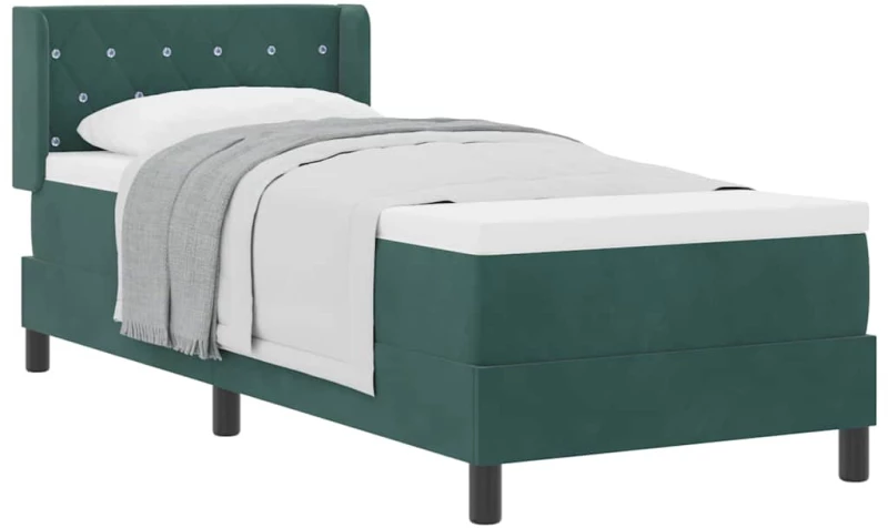 vidaXL Κρεβάτι Box Spring με Στρώμα Σκούρο Πράσινο 80x200 εκ. Βελούδο