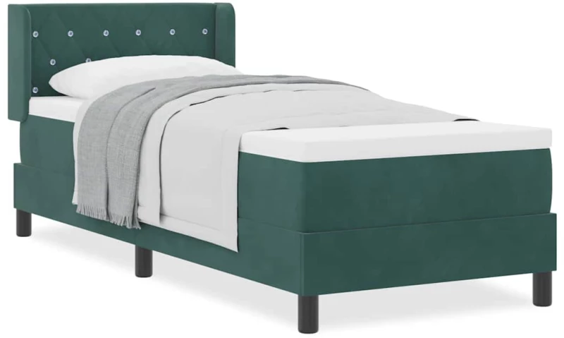 vidaXL Κρεβάτι Box Spring με Στρώμα Σκούρο Πράσινο 80x200 εκ. Βελούδο