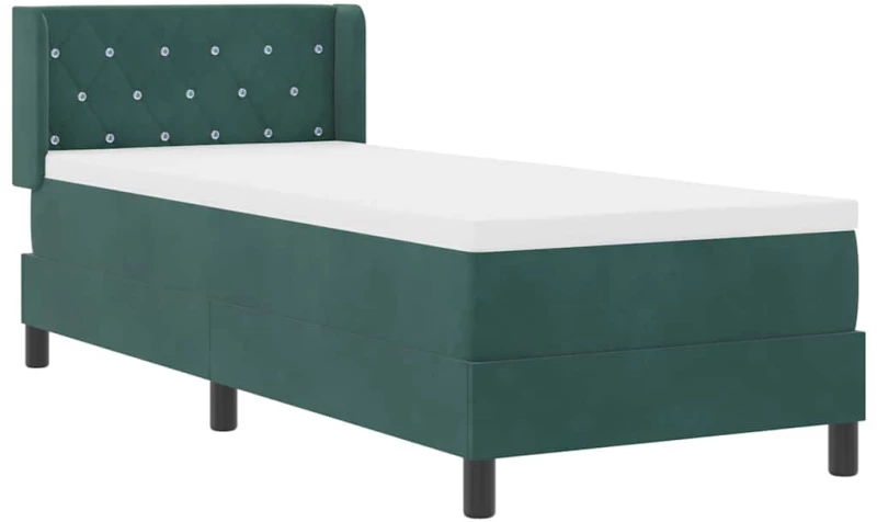 vidaXL Κρεβάτι Box Spring με Στρώμα Σκούρο Πράσινο 80x200 εκ. Βελούδο