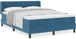 vidaXL Κρεβάτι Box Spring με Στρώμα Σκούρο Μπλε 140x200 εκ Βελούδο