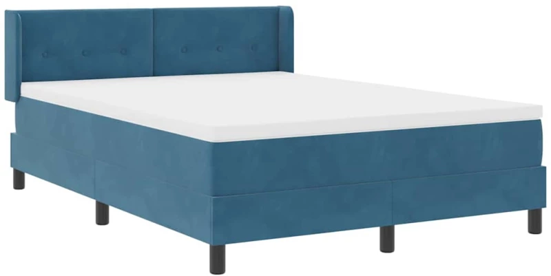 vidaXL Κρεβάτι Box Spring με Στρώμα Σκούρο Μπλε 140x200 εκ Βελούδο