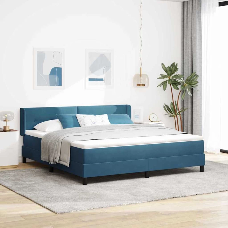 vidaXL Κρεβάτι με Στρώμα Στρώμα Σκούρο Μπλε 180x200 εκ Βελούδο