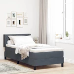Κρεβάτι Box Spring με Στρώμα vidaXL Σκούρο Γκρι 100x200 εκ Βελούδο